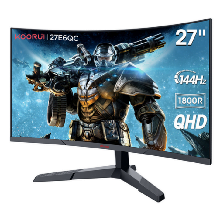 KOORUI 1800R 커브드 QHD 리얼 144Hz/MPRT 1ms 게이밍 모니터 27E6QC 블랙 [초광시야각/전용게임시스템 탑재]
